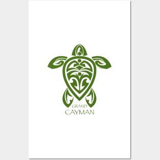 Green Tribal Turtle / Grand Cayman Posters and Art